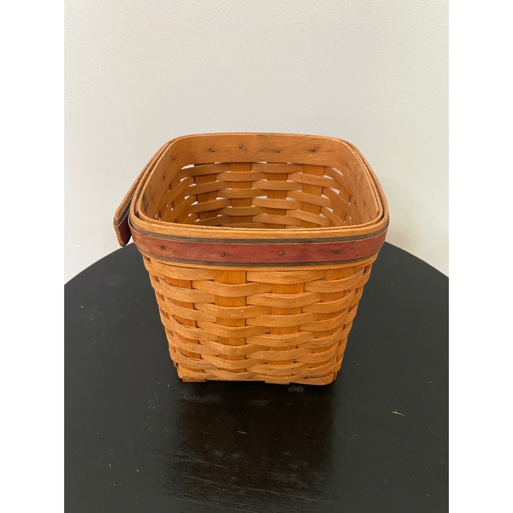 Longaberger Basket Unisex Small Brown 1994 Vintage Handwoven Square Farmhouse - Picture 4 of 6